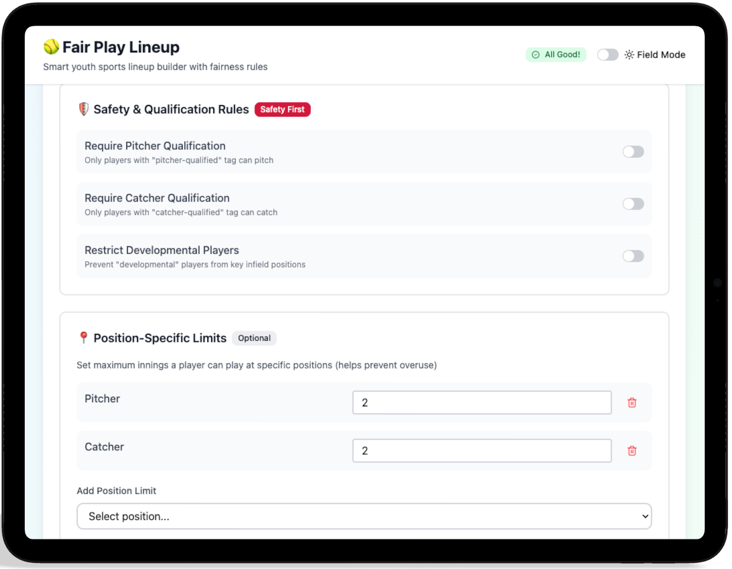 Safety Rules & Limits